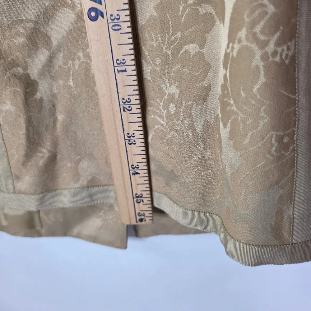 Sigrid Olsen Gold Brocade Embroidered Jacket Coat Mandarin Collar Floral Size 8